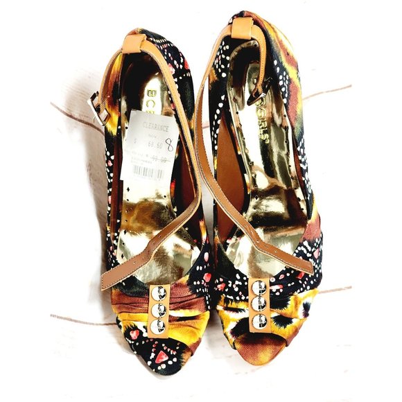 BCB Girls Studded Felt Multicolored High Heel 8B/38 Woman Shoe - Picture 14 of 16